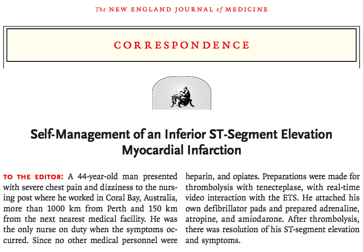 图1《新英格兰医学杂志(nejm)发表了一篇心梗后自我溶栓的报道如何